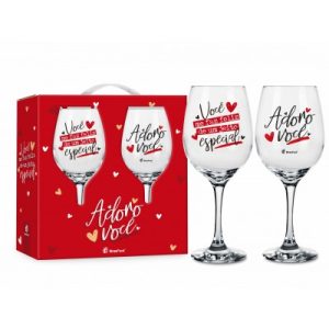 TAÇA VINHO C/ 2UN - ADORO VOCÊ