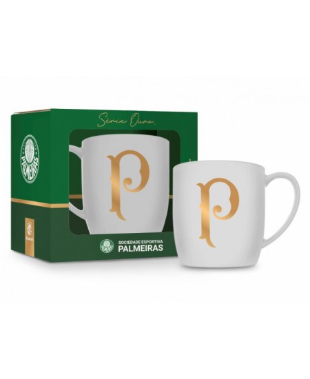 caneca porcelana urban 300ml times - palmeiras série ouro