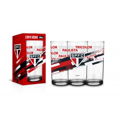 copo vidro 300ml times - São Paulo