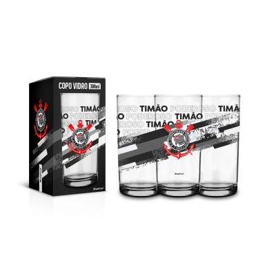copo vidro 300ml times - Corinthians