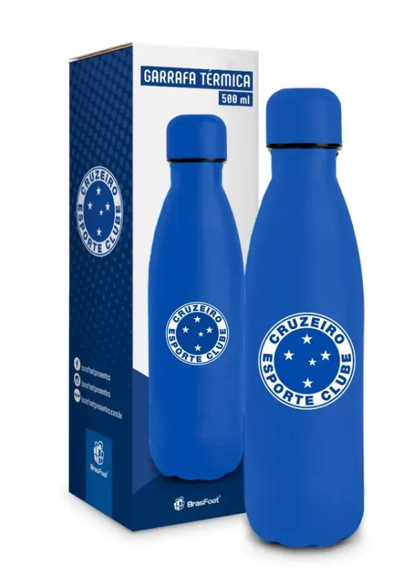 garrafa térmica metal neo 500ml emborrachado times - cruzeiro