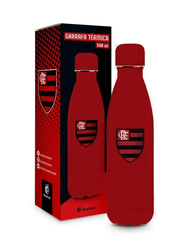 garrafa térmica metal neo 500ml emborrachado times - flamengo