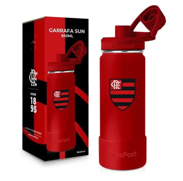 garrafa térmica sun c/ base sinicone premium 850ml times - flamengo