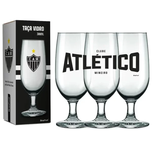 taça vidro 300ml times - atlético