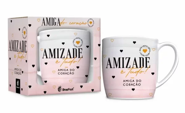 caneca porcelana urban 300ml - amiga do coração