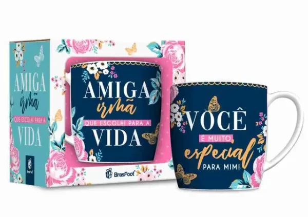 caneca porcelana urban 300ml - amiga irmã