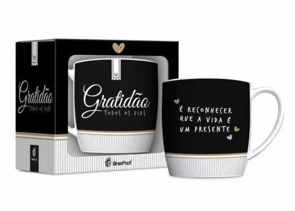 caneca porcelana urban 300ml fe1 - gratidão todos os dias