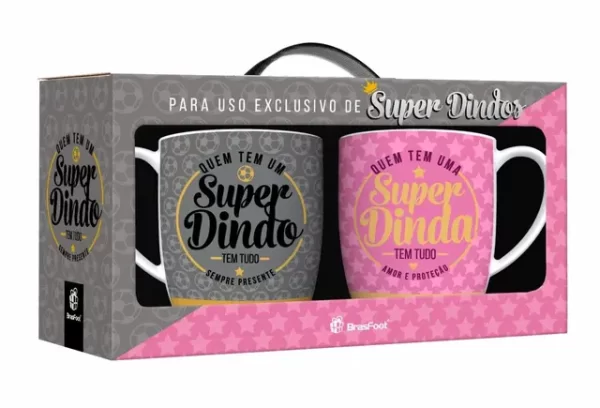 caneca urban c/2un família 300ml - dindo e dinda