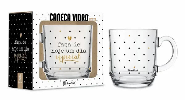 caneca vidro elegance 300ml - dia especial