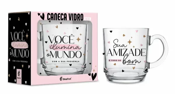caneca vidro elegance 300ml - sua presença