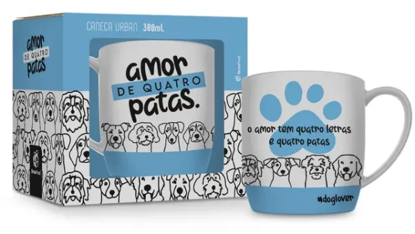 caneca porcelana urban 300ml - amor de quatro patas dog