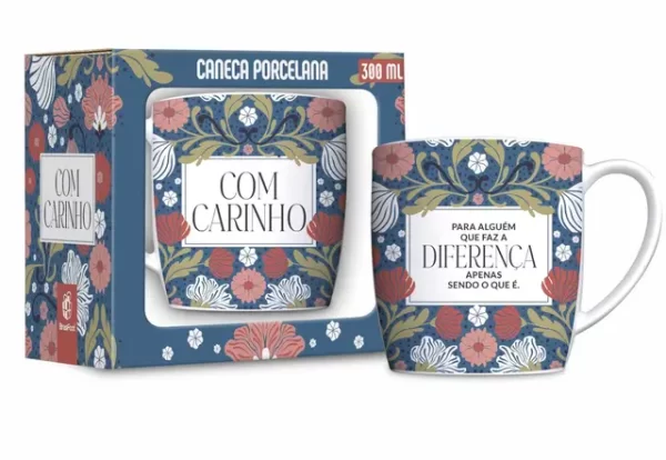 caneca porcelana urban 300ml - com carinho