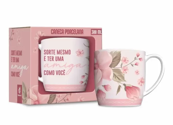 caneca porcelana urban 300ml - sorte de ter uma amiga